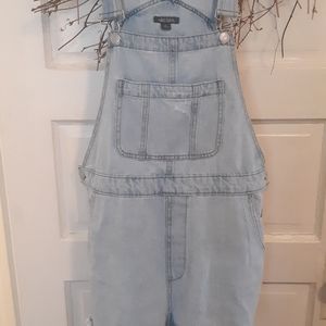 Frayed overall shorts